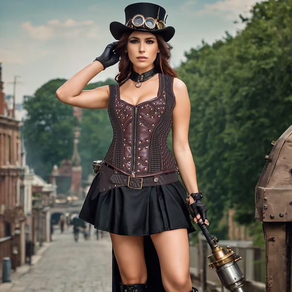 Alvinna Steampunk Overbust Corset with Shoulder Straps – Korsetts Konigin DE