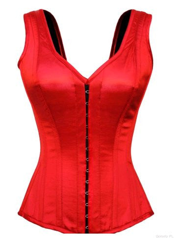 Ryker Satin Shoulder Straps Overbust Steel Boned Corset- Red Satin Overbust  Corset Dress – Korsetts Konigin DE