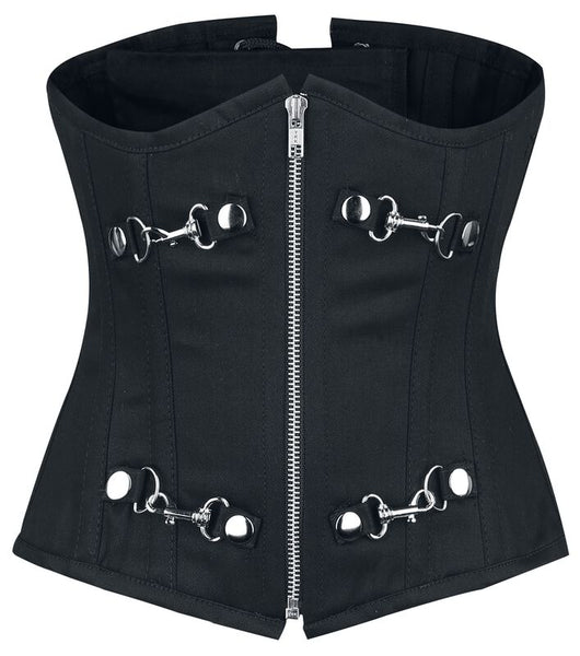 Wickenheiser Black Cotton Steel Boned Underbust Corset - Corsets Queen US-CA