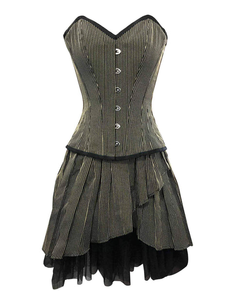 Resgnde Black Stripe Taffeta Overbust Corset