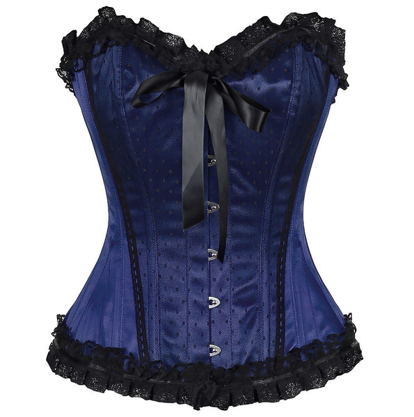 Agatha Satin Lace Overlay Burlesque Corset