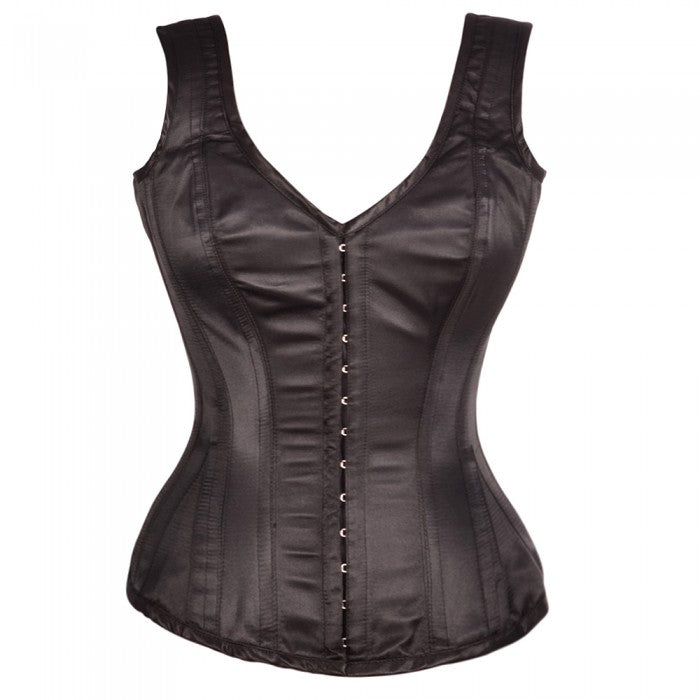 Aidan Satin Shoulder Straps Overbust Steel Boned Corset - Corsets Queen US-CA