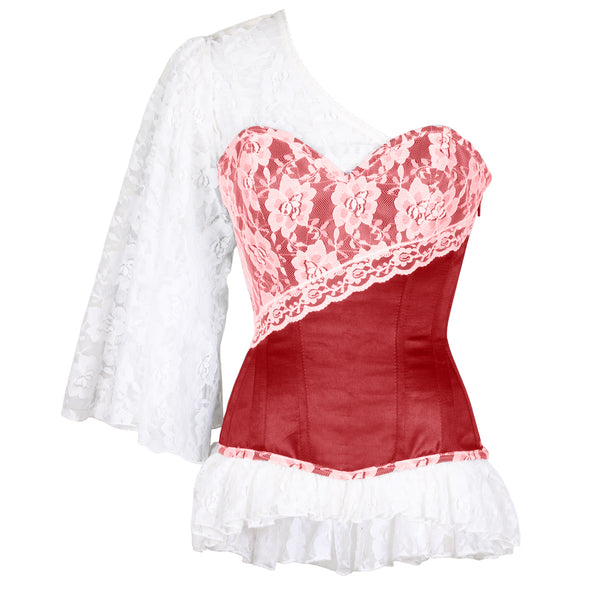 Adalwin Laced Cloud Maroon Overbust Corset