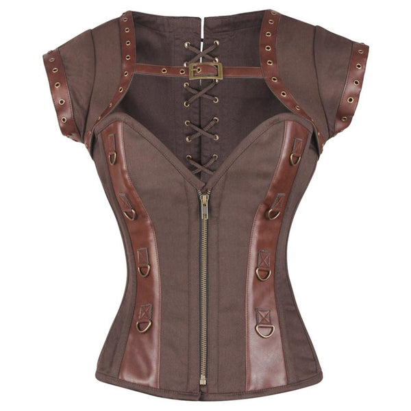 Sophronia Steampunk Cotton Corset with Shrug