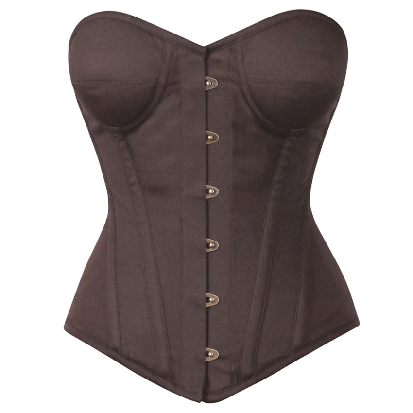 Norton Cotton Brown Overbust Corsets with Cups