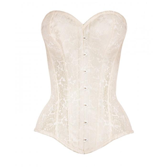 Sariyah Instant Shape Ivory Brocade Overbust Corset- Nylons and