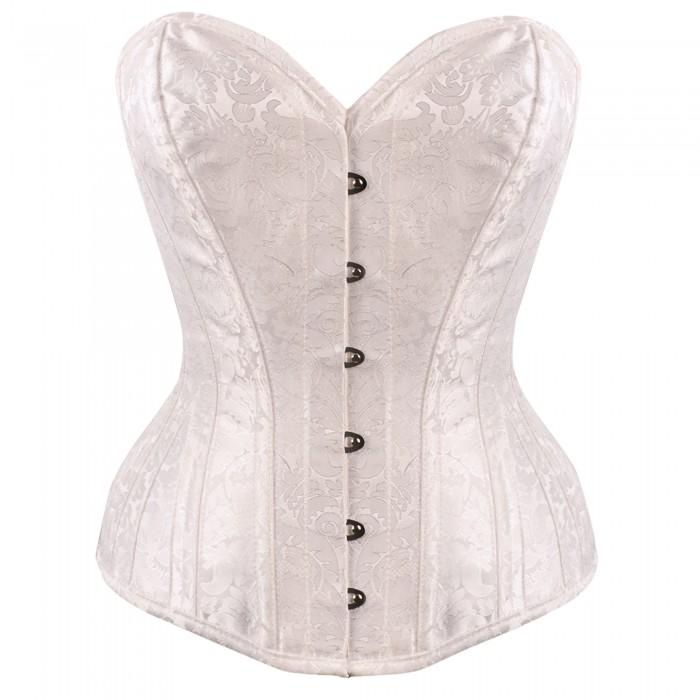 Jace White Brocade Bridal Overbust Corset