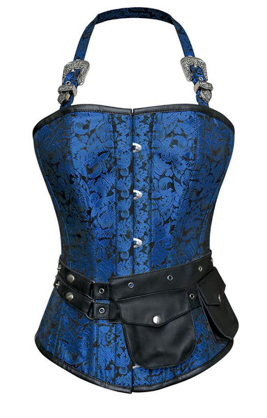 Walters Turquoise Corset with Strap and Faux Leather Pouch