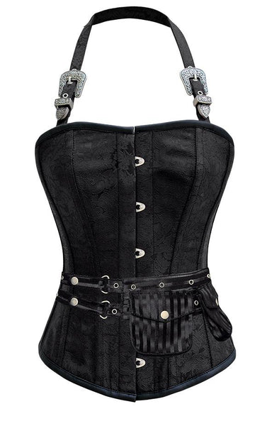 Sienna Black Corset with Strap and Pouch
