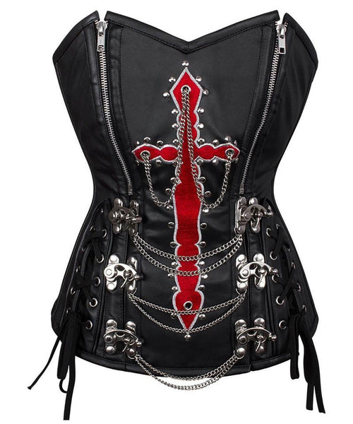 Nastasya Embroidered Overbust Corset with Hanging Chain