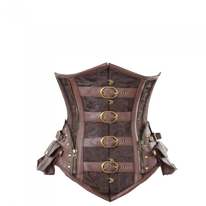 Yashar Steampunk Corset With Buckle And Pocket Detail