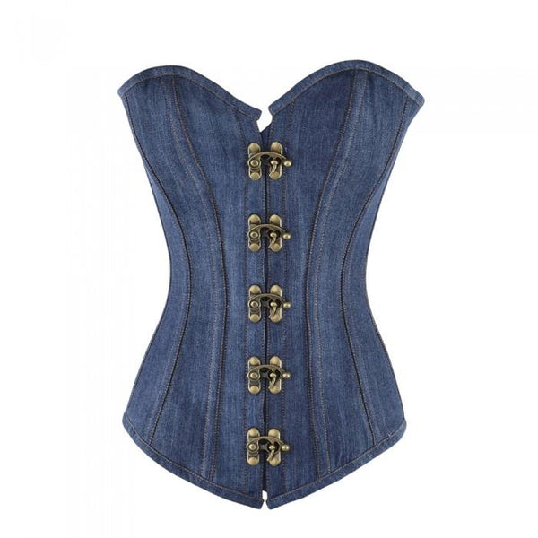 Judith Blue Denim Longline Overbust Corset