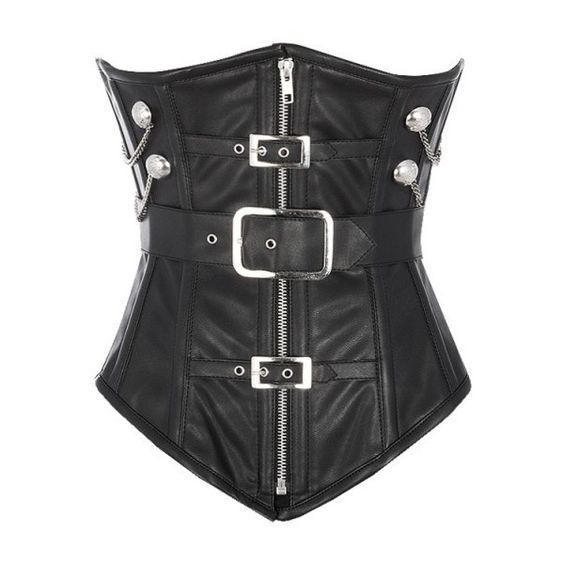 Kathrin Sheep Nappa Underbust Corset With Buckle And Chain Design