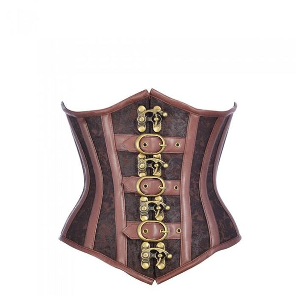 Weber Brown Steampunk Underbust Buckle And Hooks Corset