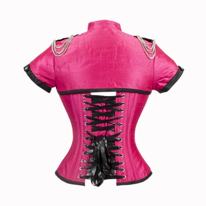 Trent Magenta Corset With Button Down Placket And Jacket