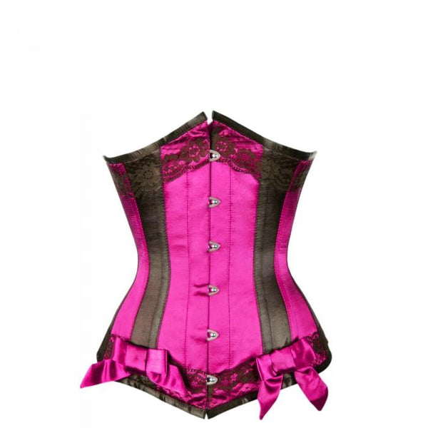 Dracy Magenta Satin Underbust With Black Panels