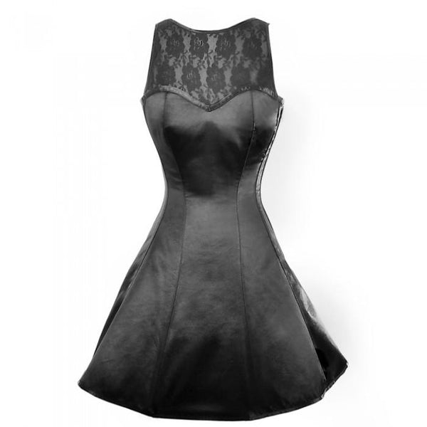 Langley Black Satin Corset Lace Dress