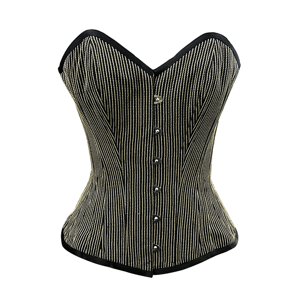 Siobhan Ivory & Black Stripe Overbust Corset