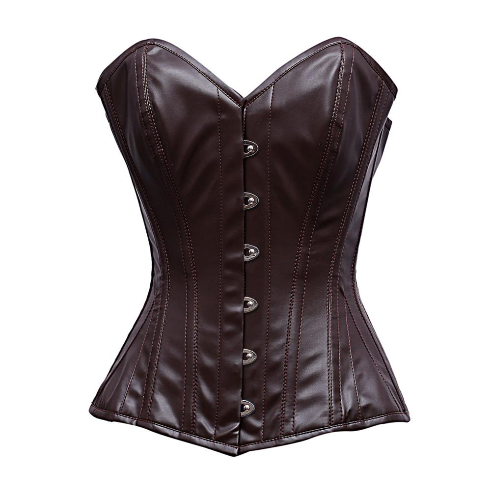 Albiol Steel Bone Brown Sheep Nappa Leather Corset