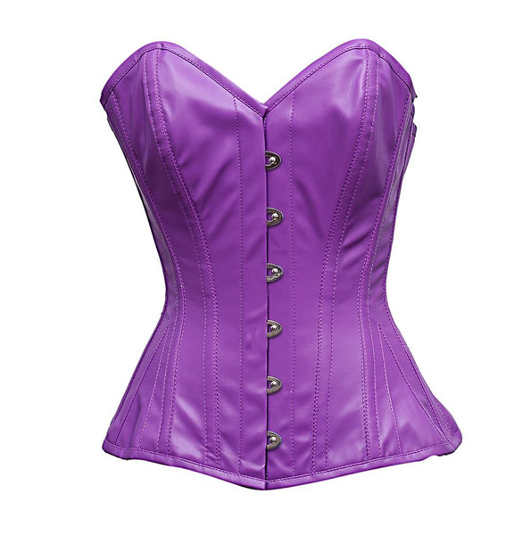 Judde Steel Bone Purple Faux Leather Corset