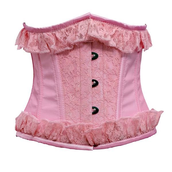 Hervey Pink Satin Corset With Frill