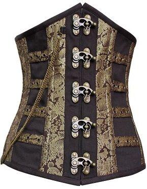 Chavil Gold Brocade Steel Boned Underbust Corset