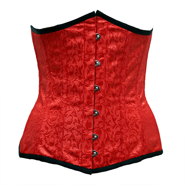 Oram Red Satin Brocade Underbust Corset