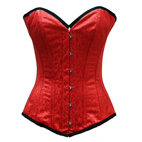 Gar Red Satin Brocade Overbust Corset