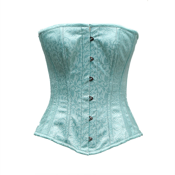 Karr Light Sea Green Satin brocade Overbust Corset