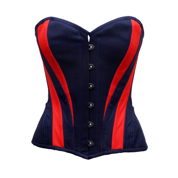 Roget Black & Red Satin Overbust Corset