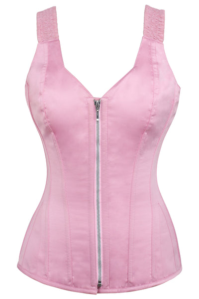 Rytting Baby Pink Overbust Corset With Shoulder Straps & Zip