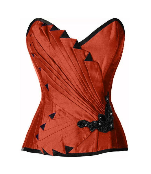 Verstak Dark Orange Satin/Taffeta Embroidered Overbust Corset