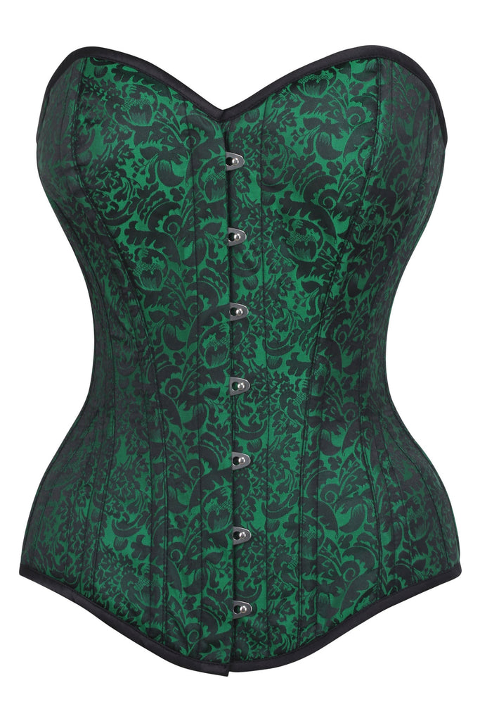 Clarendon Green Black Overbust Corset With Hip Gores