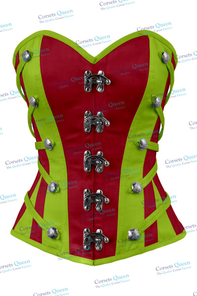 Clementine Satin Overbust Corset With Buckles