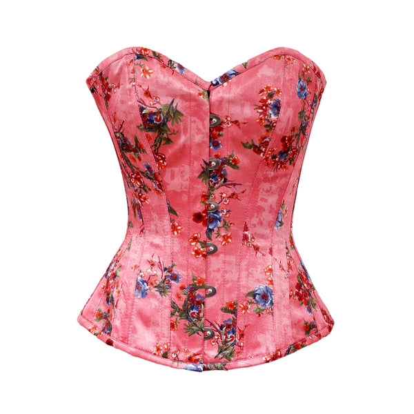 Russo Floral Print Satin Overbust Corset