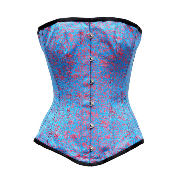 Maisi Red Turquoise Brocade Overbust Corset