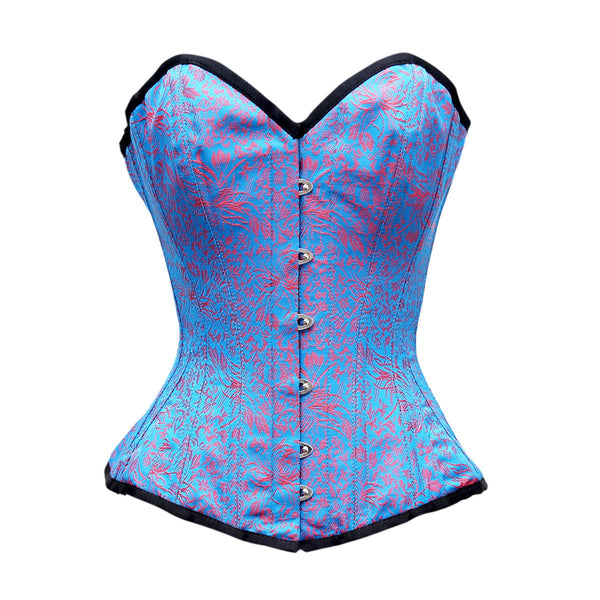 Ashfield Red Turquoise Brocade Overbust Corset