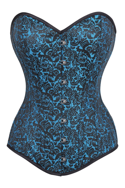 Hamby Turquoise Black Overbust Corset With Hip Gores